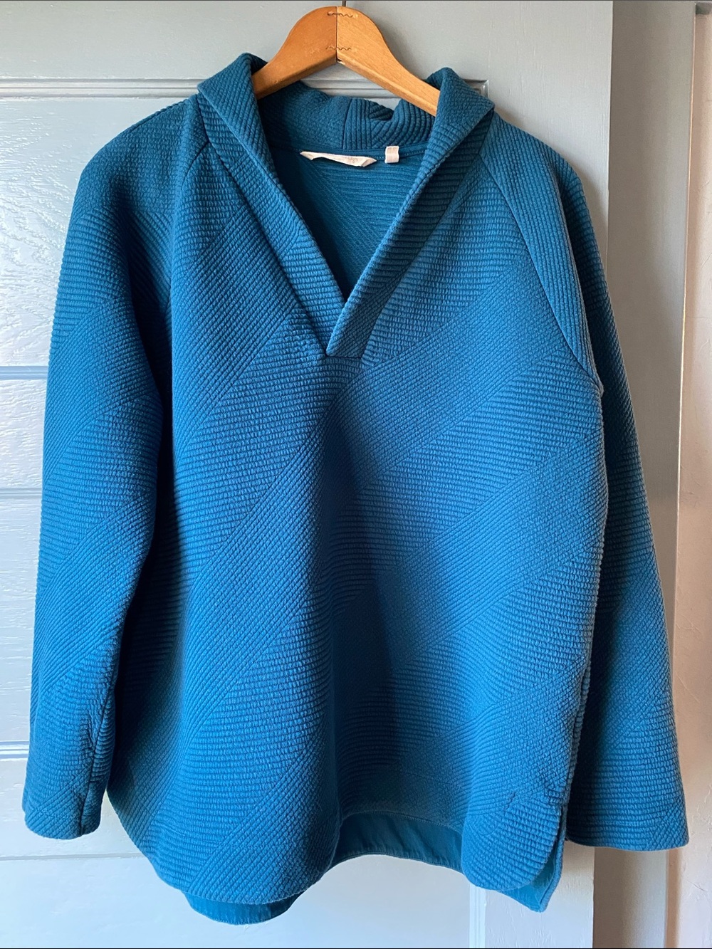 Soft Surroundings Shawl Collar Pullover Textured Sweater - Teal